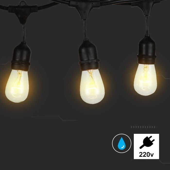 Dimbare prikkabel - 5 meter - LED lichtsnoer - 10 lampen - IP54 - 220 Volt