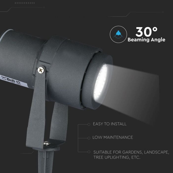 220 Volt - Tuinlamp - Warm wit - 12 Watt - Grijze behuizing - Grond spot