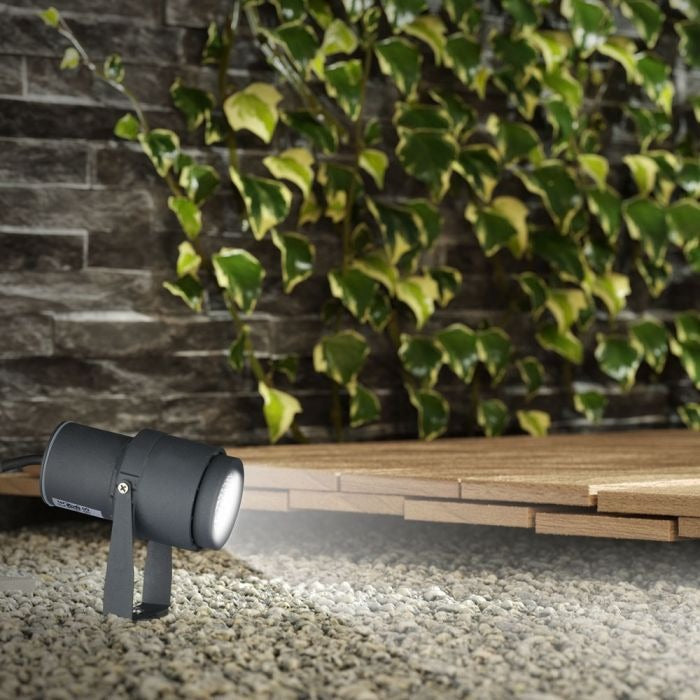 220 Volt - Tuinlamp - Warm wit - 12 Watt - Grijze behuizing - Grond spot