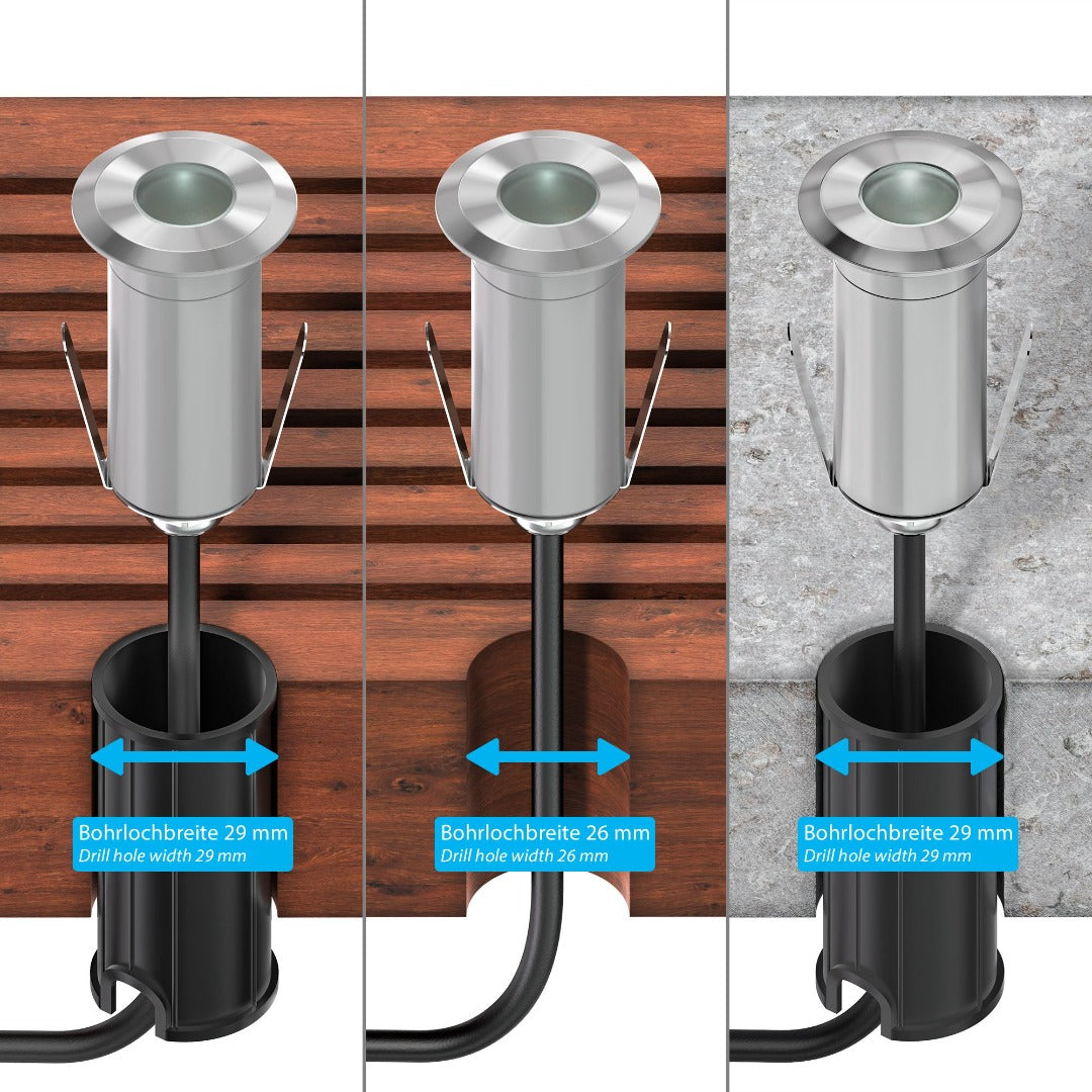 LED inbouw terrasverlichting - 35mm - 0.6 Watt - 2800K - RVS