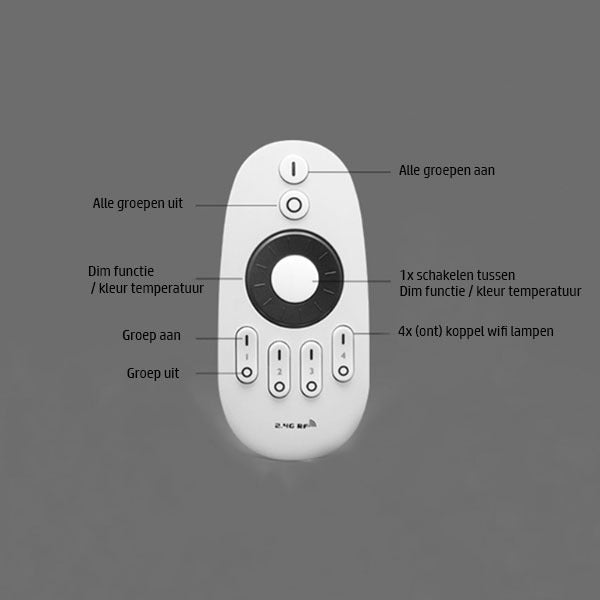 Afstandsbediening slimme verlichting - 4 groepen - DUAL WHITE