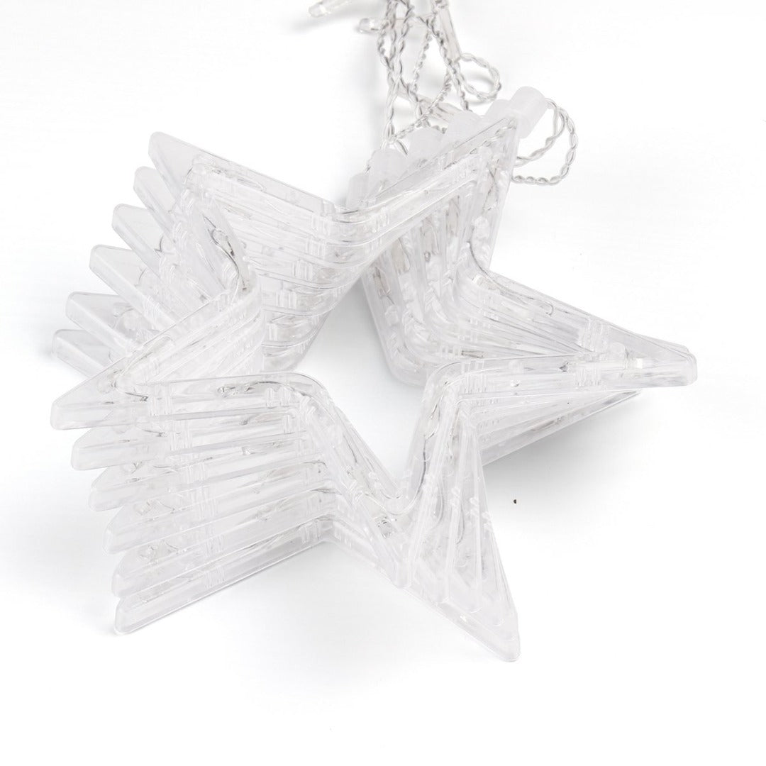 LED Sterrengordijn kerst - 12 sterren - warm wit - 138 leds - Koppelbaar