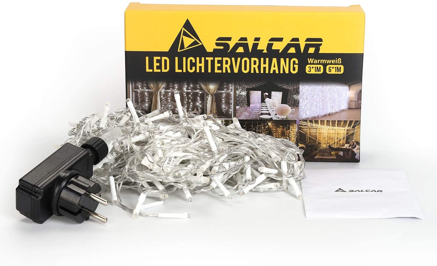 LED gordijn kerst - 6 x 1 meter - warm wit - 300 leds