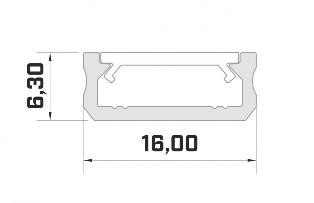LED Profiel 3 meter - 6.3x16mm DESIGN D - WIT