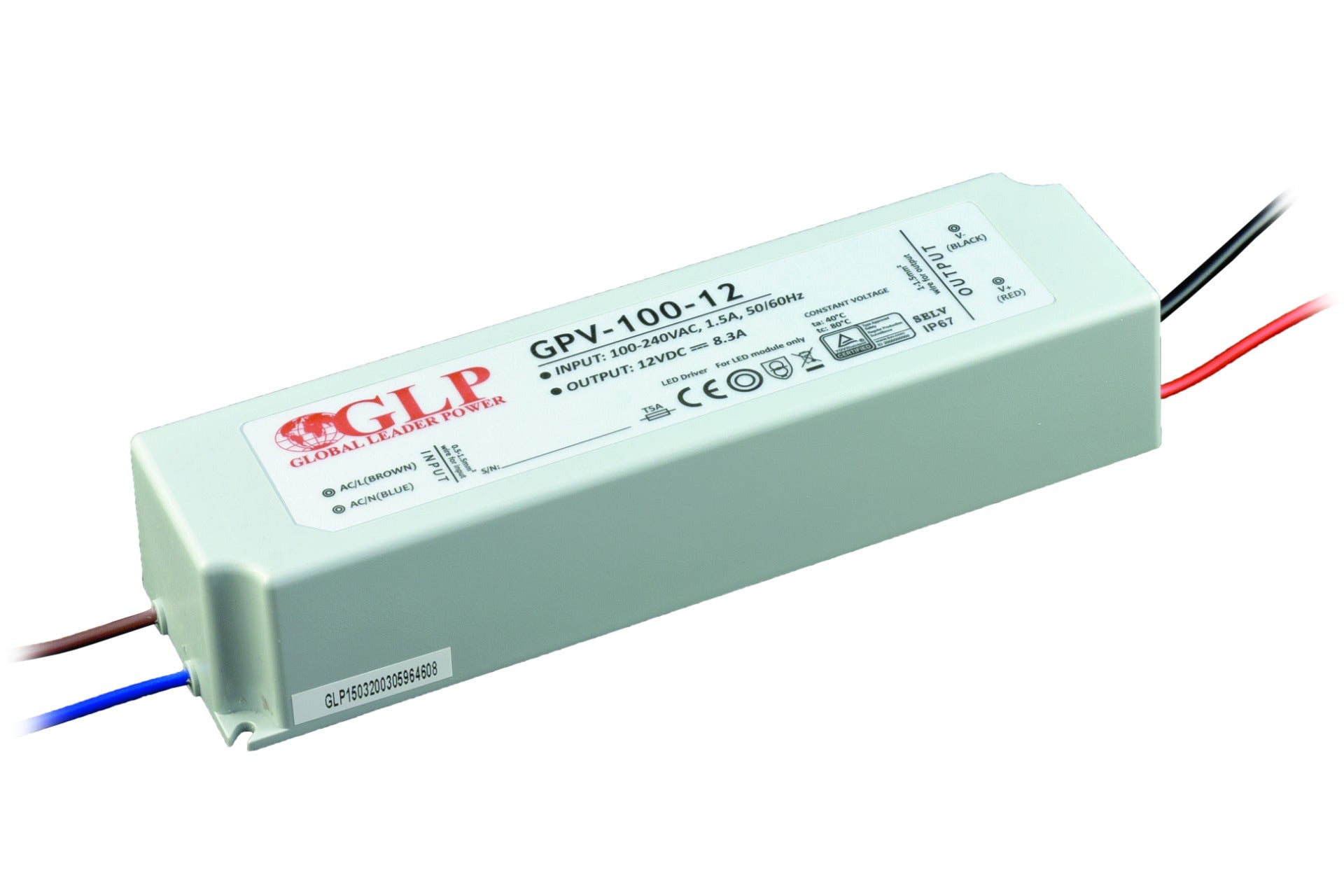 LED voeding - 12V, 8,33A - 100W - IP67 - WATERPROOF