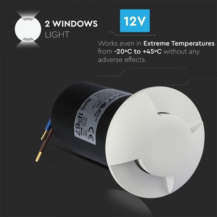 Grondspot 2 kanten - witte uitvoering - 12 Volt tuin verlichting - warm wit - IP67