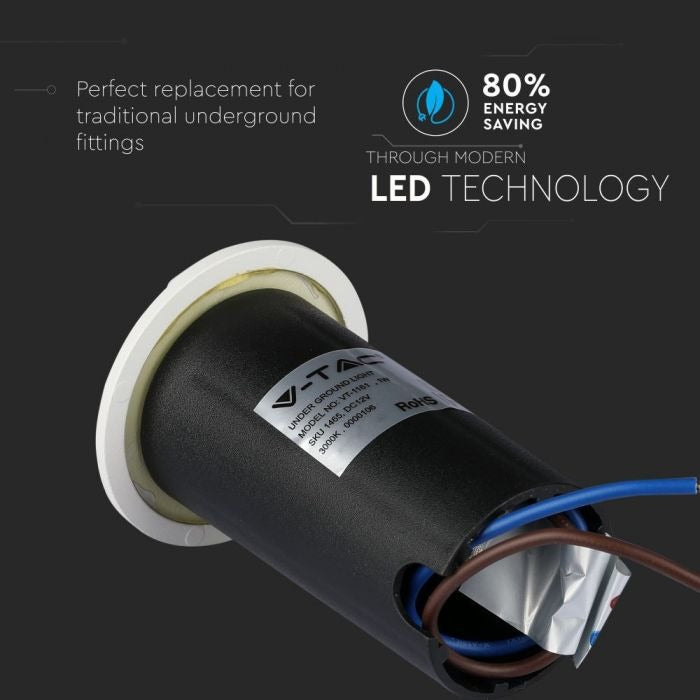Grondspot 2 kanten - witte uitvoering - 12 Volt tuin verlichting - warm wit - IP67