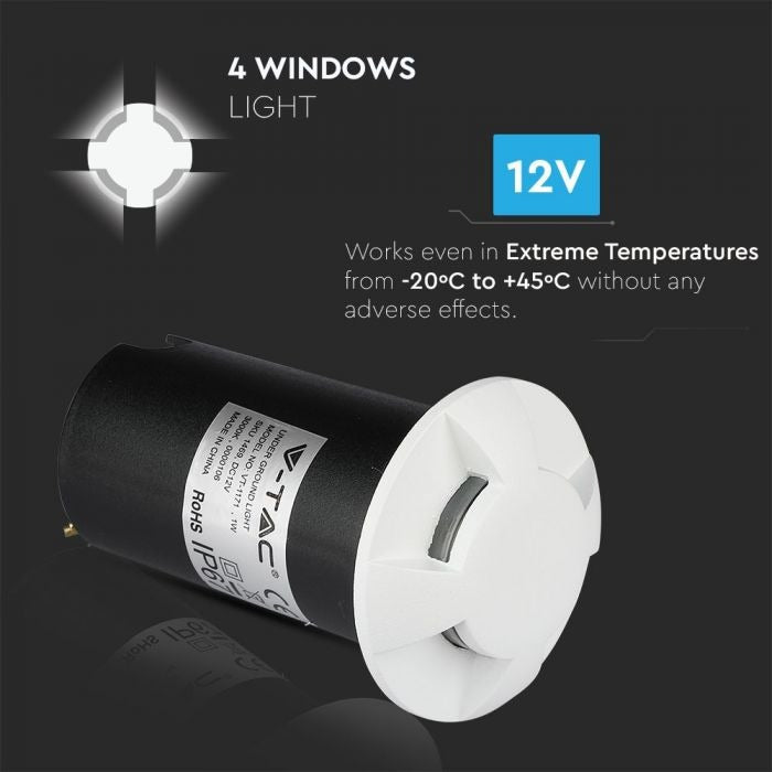 Grondspot 4 kanten - witte uitvoering - 12 Volt tuin verlichting - warm wit - IP67