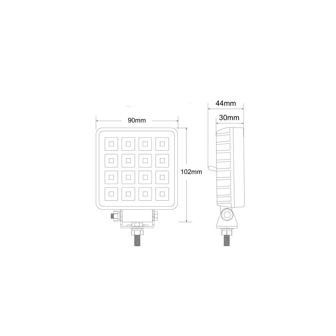 LED SPOT - 16 LED - 16W - Ingebouwde schakelaar - Vierkant