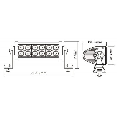 LED bar - 36W - 12 LED - 1333 Lumen - 25.2cm