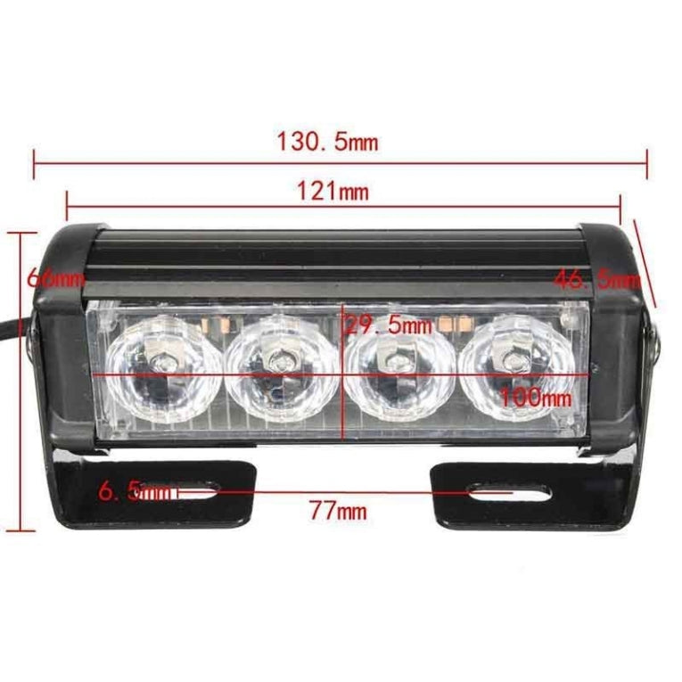 ORANJE bumper flitser 4 LED 12 Volt - Complete Set - Zwart