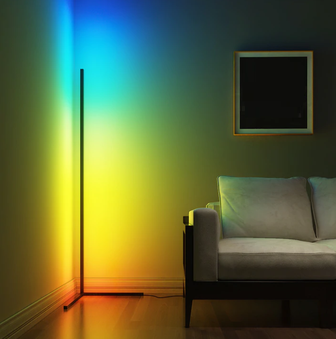 Ambient hoeklamp - RGBW digitaal - Dimbaar - 140cm - Zwart
