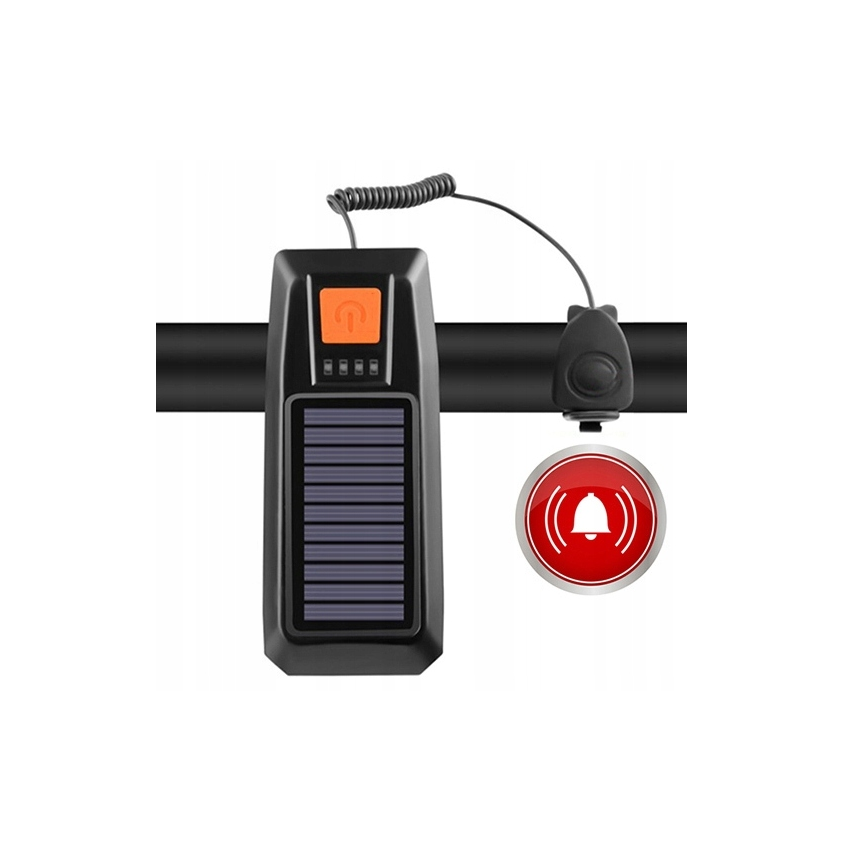 LED fietslamp - Met fietsbel - Solar + USB - 300 Lumen
