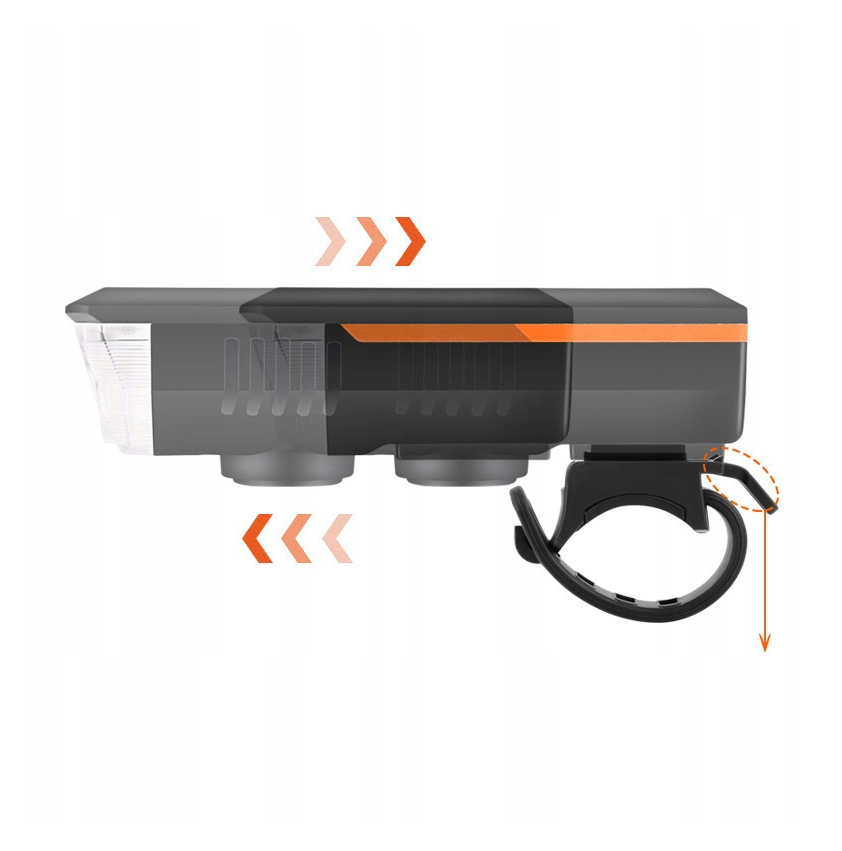 LED fietslamp - Met fietsbel - Solar + USB - 300 Lumen