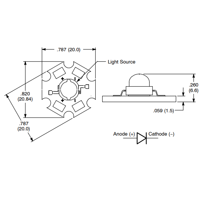 Power LED diode - Koud wit - 3W - Ø20mm