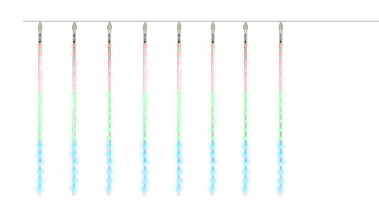 LED Meteoriet regenlichten kerst - 288 LED ijspegels - 8 spiralen - 50 cm tubes - Multicolor