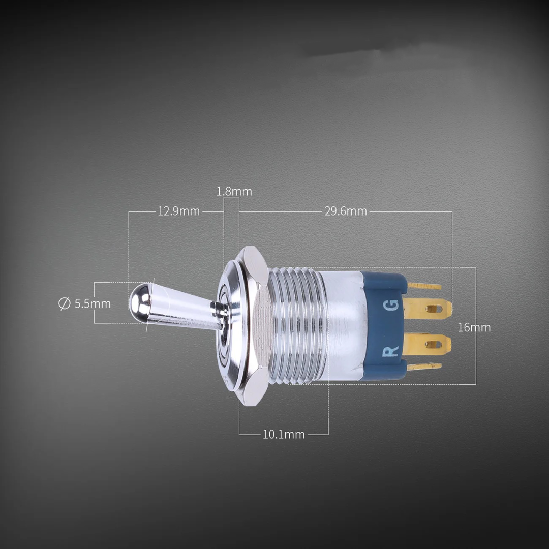 Tuimelschakelaar met verlichting - 16mm - RGB - ON/OFF - 12/24V