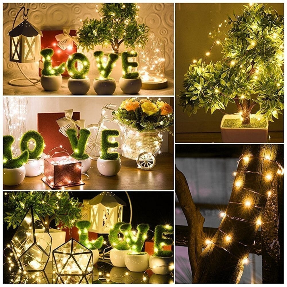 Kerst koperdraad LED verlichting - Roze - 5 meter - Op batterijen
