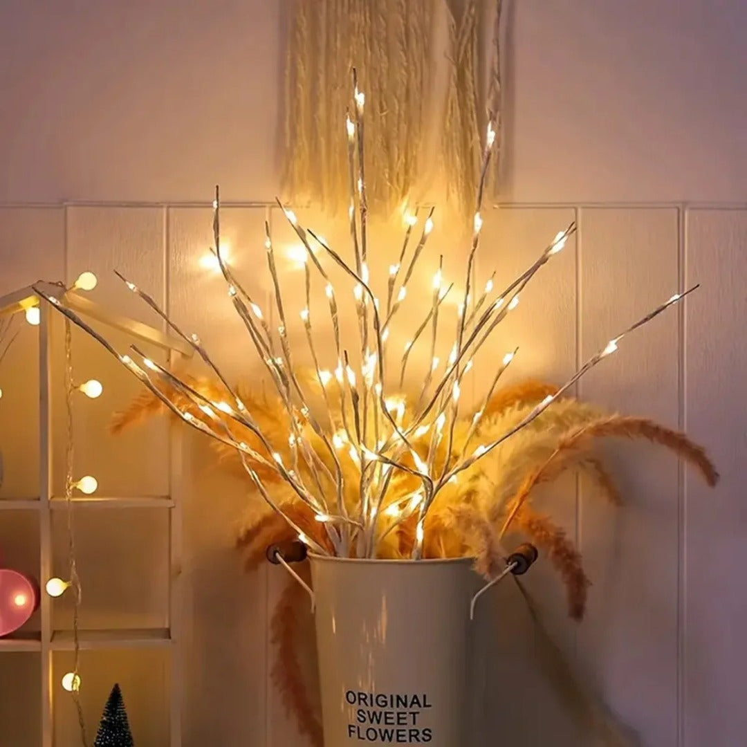 Kerst wilgentakken set - 20 LEDs - Warm wit - Wit