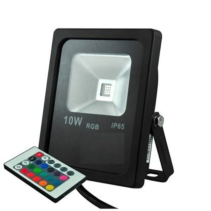 30W LED Schijnwerper RGB IP65 Outdoor - Dimbaar Remote - Zwart