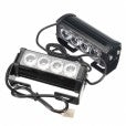 BLAUW bumper flitser 4 LED 12 Volt - Complete Set - Zwart