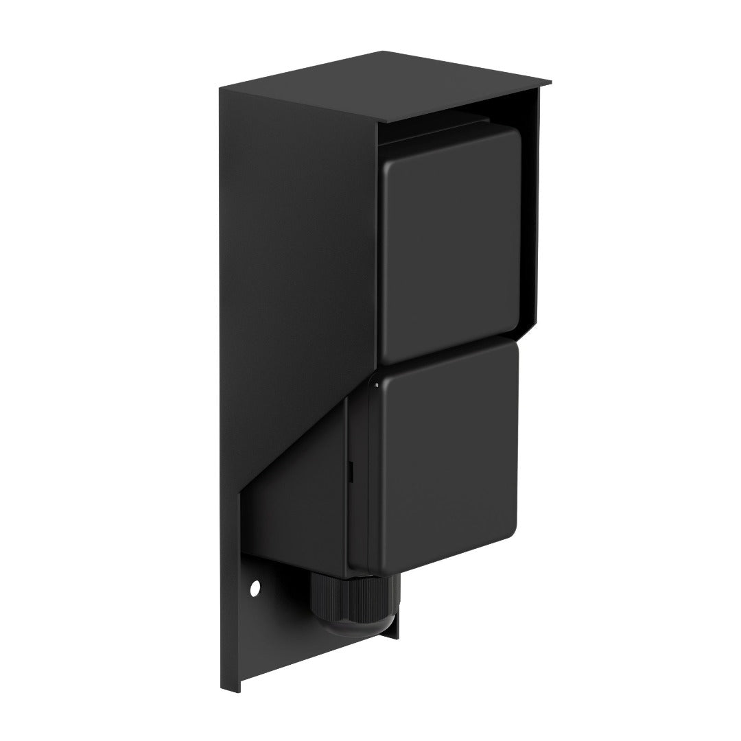 Wandcontactdoos - Tweevoudig - RVS - IP44