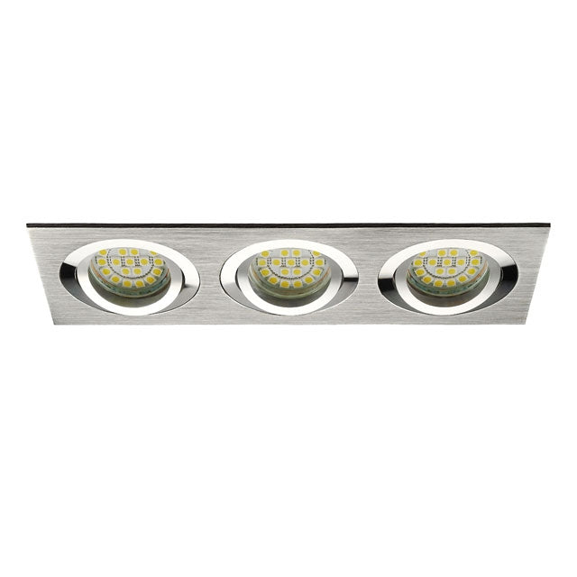 Inbouw 3x LED spot MR16 aluminium rechthoek armatuur - geborsteld zilver/zilver - Kanlux