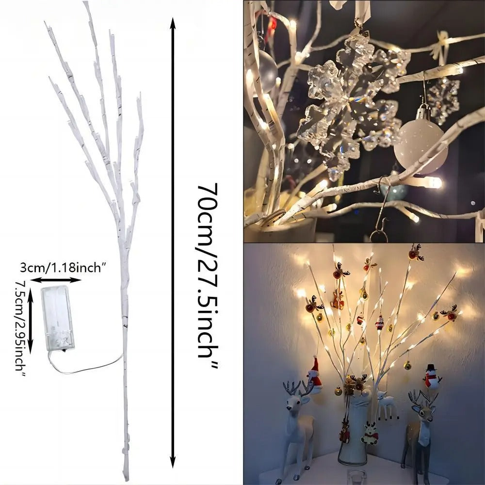 Kerst wilgentakken set - 20 LEDs - Warm wit - Wit