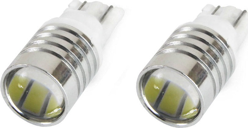 T10 - 7020 - 3 smd - uitvoering wit - met lens - 2 stuks
