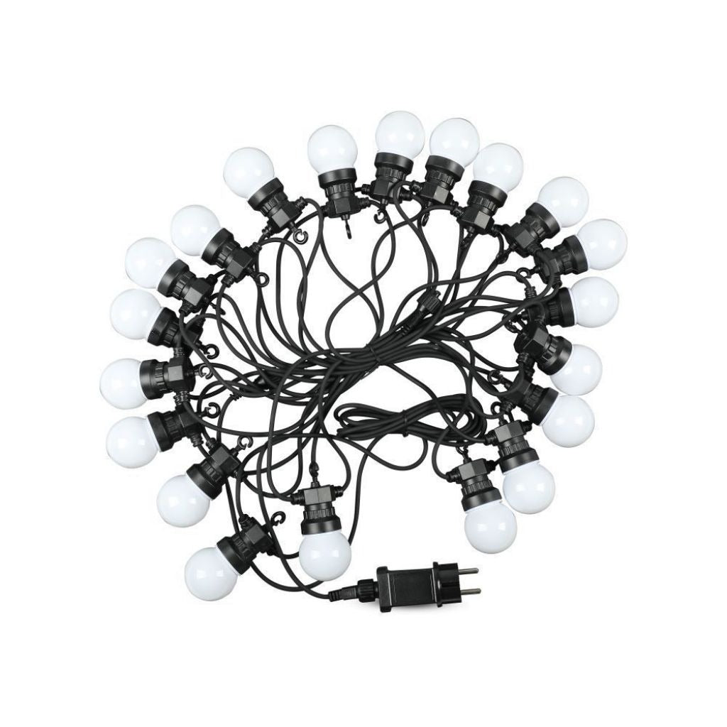 Led party lichtsnoer - 10 meter - 20 lampen - Warm wit - 24V