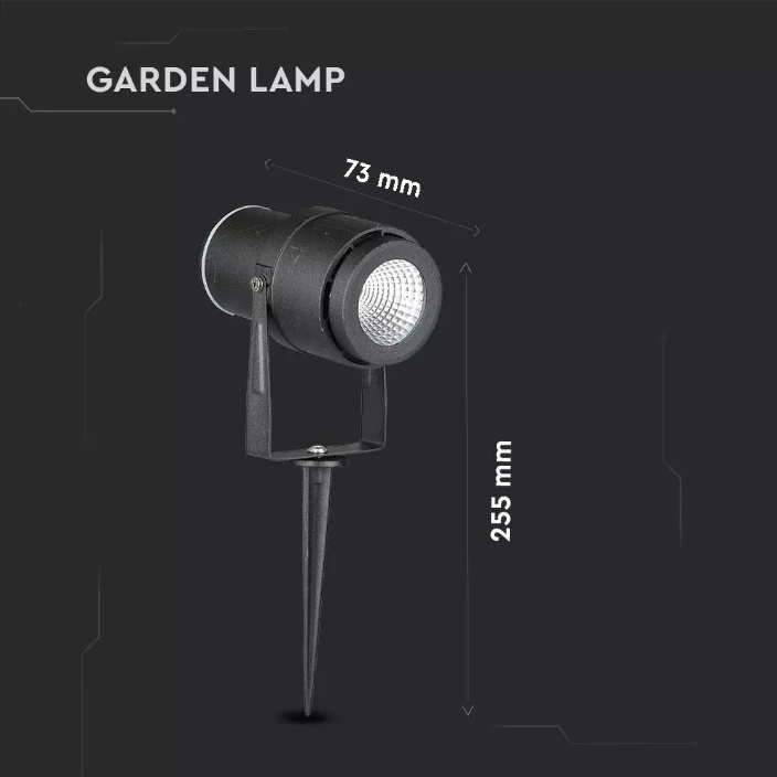 220 Volt - Tuinlamp - Warm wit - 12 Watt - Zwarte behuizing - Grond spot