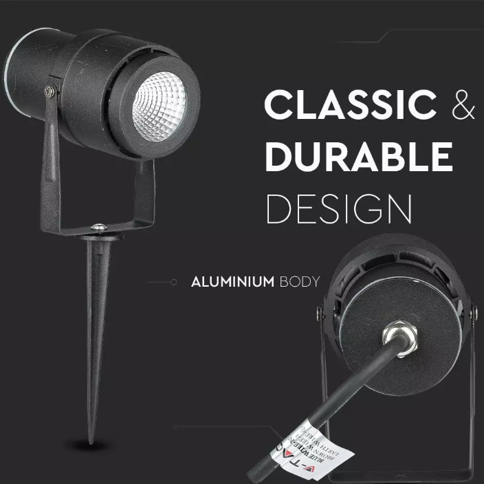 220 Volt - Tuinlamp - Warm wit - 12 Watt - Zwarte behuizing - Grond spot