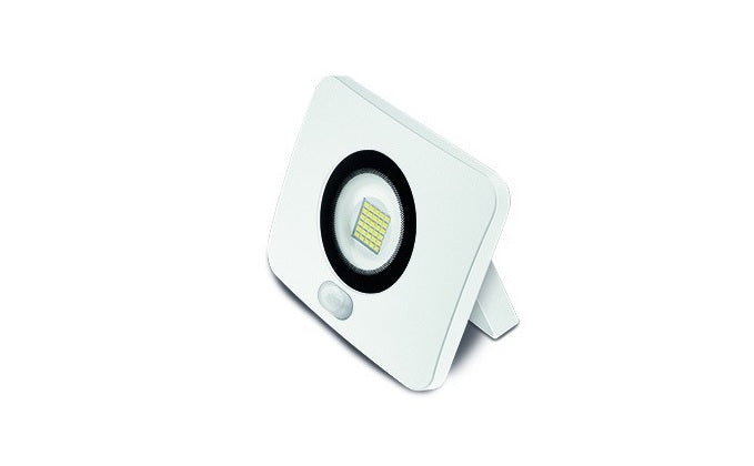 20W LED Schijnwerper Flat PIR Sensor - IP65 2000 Lumen - Koud Wit - Wit