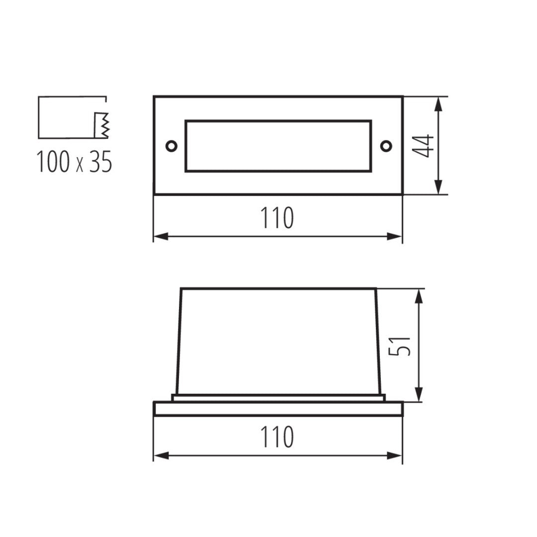 LED traptrede verlichting - Warm wit - Rechthoekig - 110 x 44mm