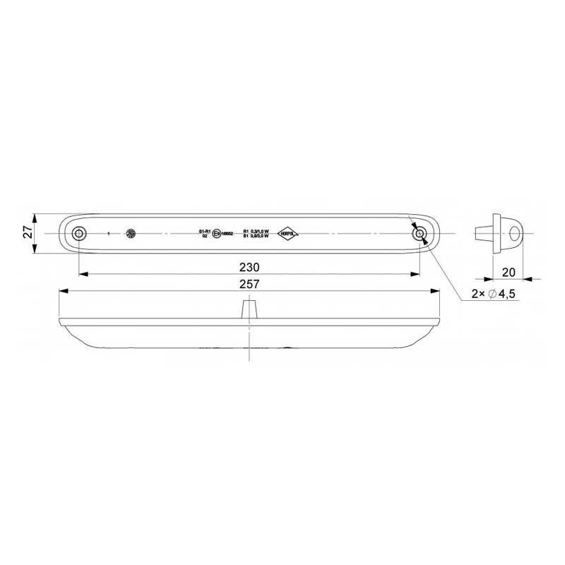 LED achterlicht - remlicht - 25cm - transparant
