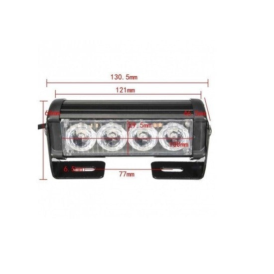 Bumper flitser oplaadbaar - 4 LED - Blauw - 12V - Met sigarettenplug