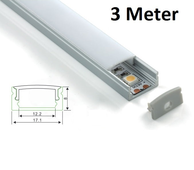LED Profiel 3 meter - 8mm slim line