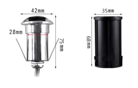 LED grondspot - tuinpad 2 kanten - 42mm - warm wit - 3W - Zwart