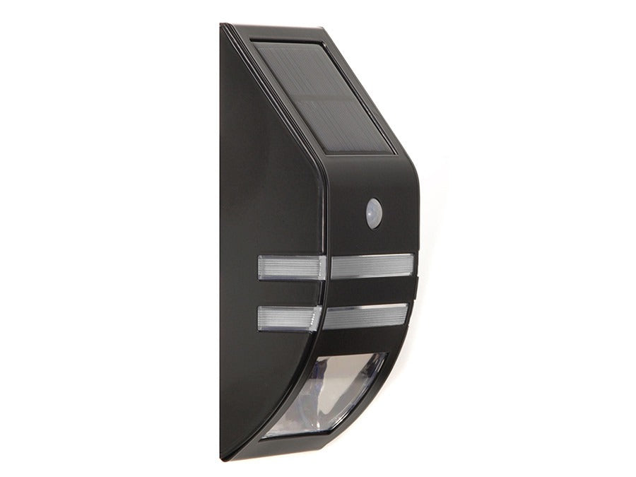 Solar LED Buitenlamp - Koud wit - 50 Lumen - Schemer + bewegingssensor - Zwart