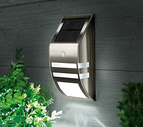 Solar LED Buitenlamp - Warm wit - 50 Lumen - Schemer + bewegingssensor - Zilver