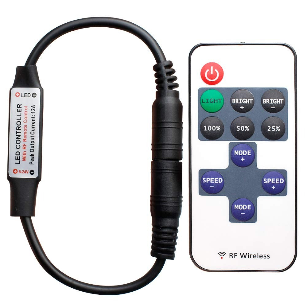 LED RF dimmer - 5 tot 24V - 2,1 x 5,5mm plug - Met afstandsbediening