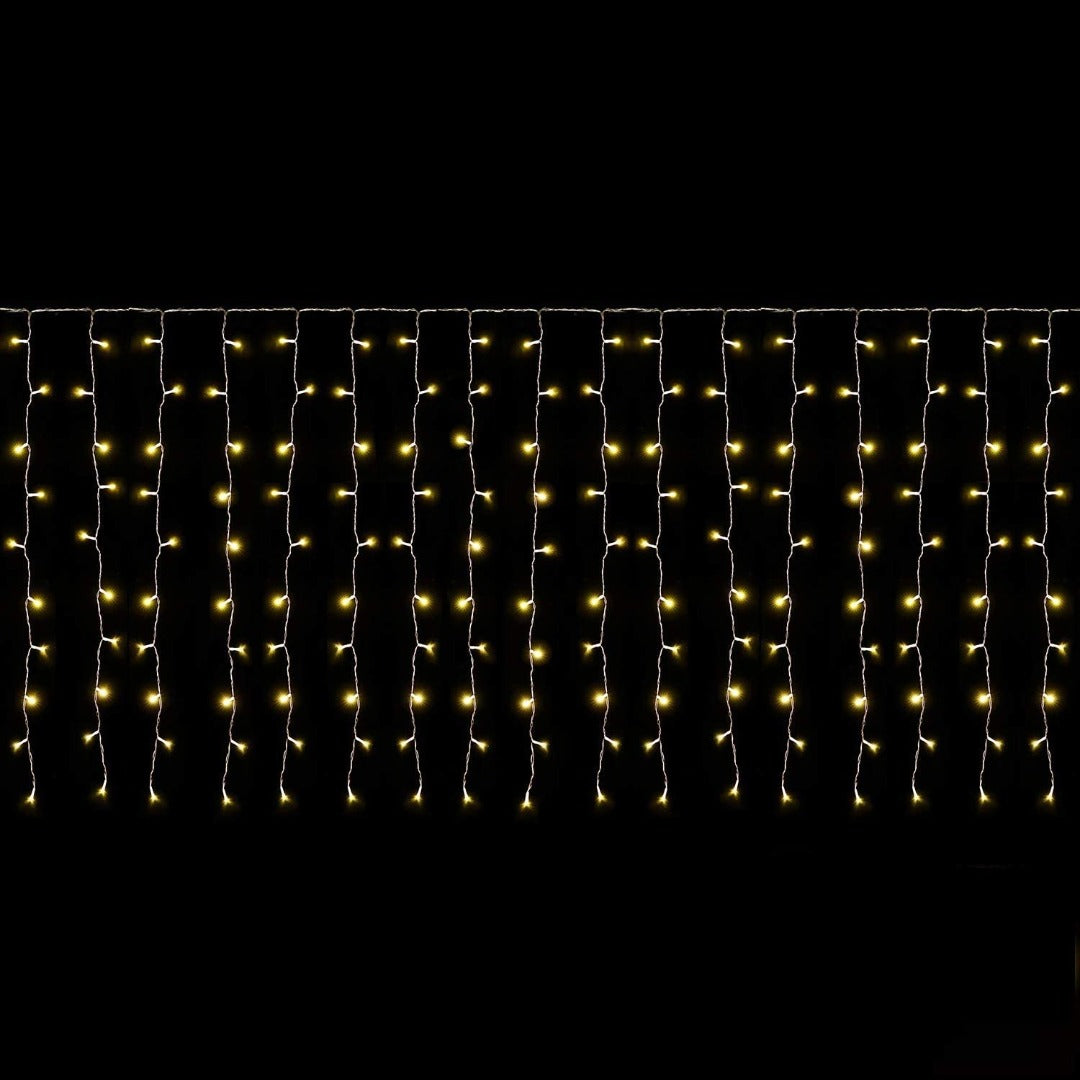LED gordijn kerst - 6 x 1 meter - warm wit - 300 leds