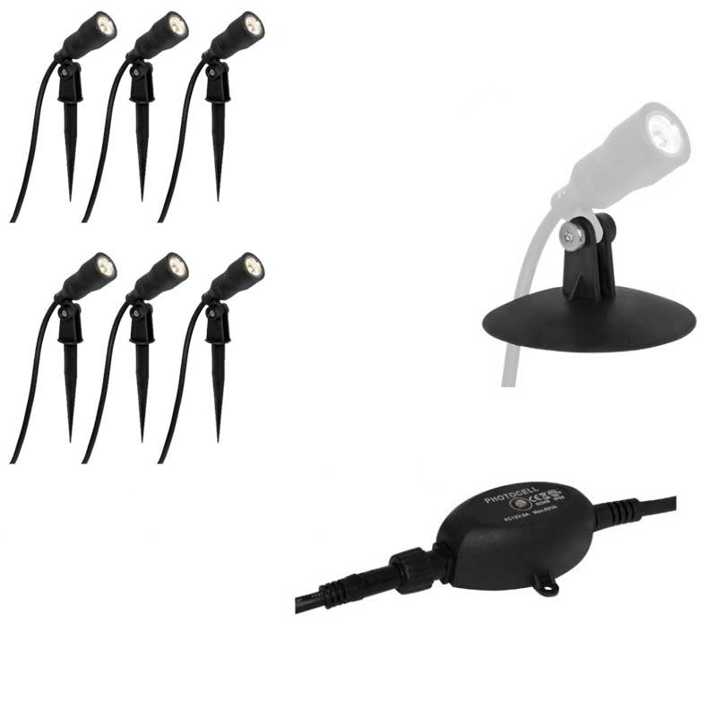 6x LED grond spot - 12V - 6x1 watt - complete set