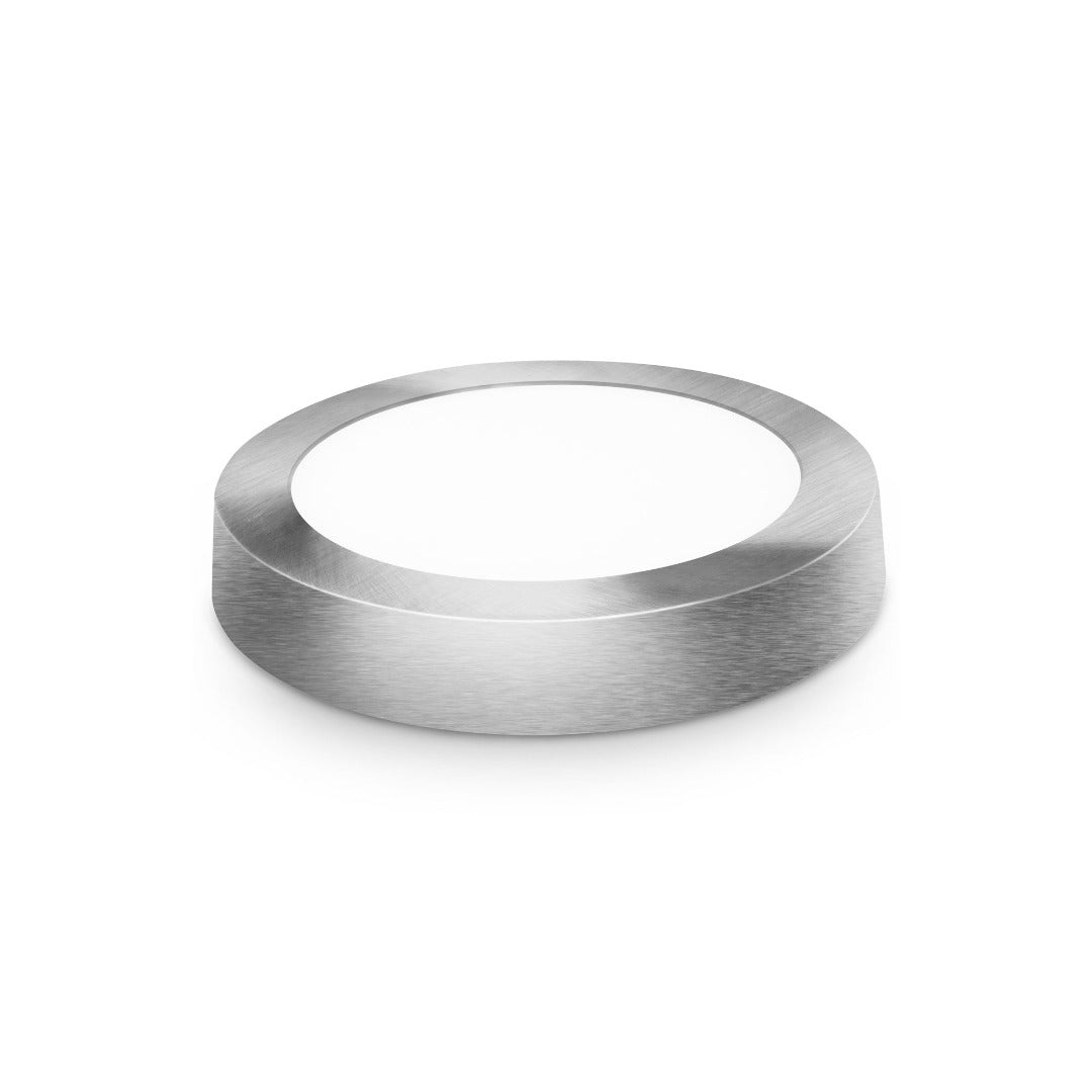LED plafondlamp - 17cm - opbouw rond - Warm wit - zilver - 12W