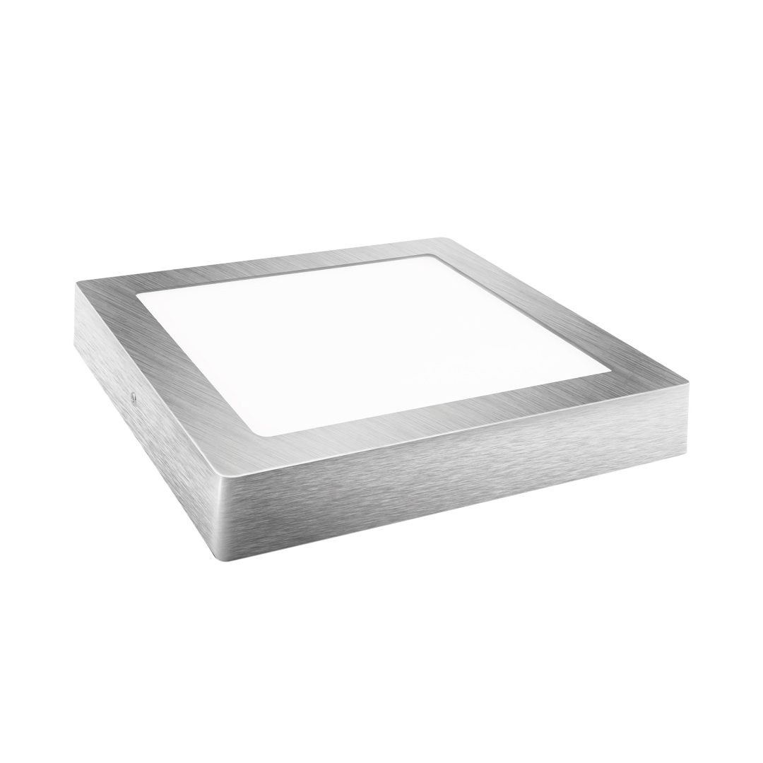 LED plafondlamp - opbouw vierkant - Warm wit - zilver - 12W