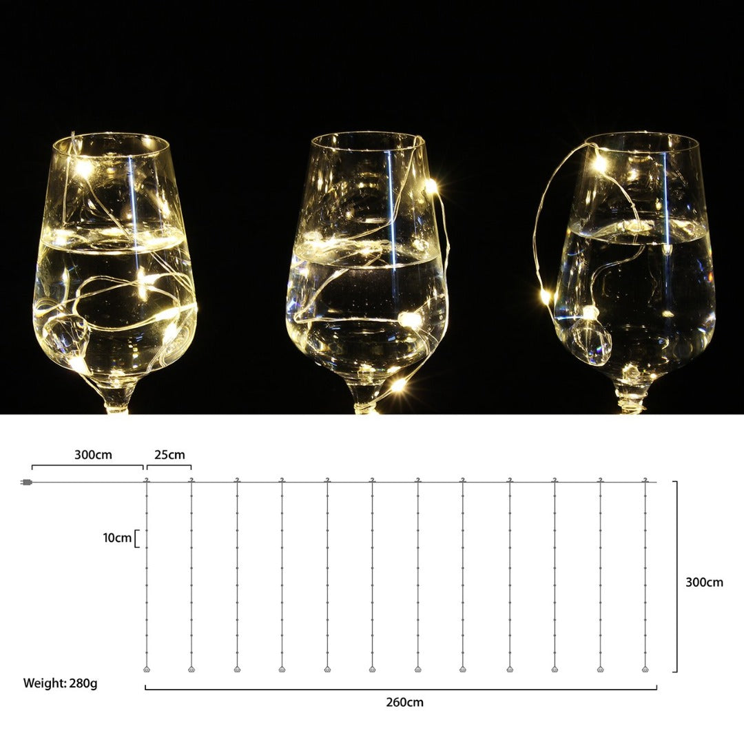 LED sterren gordijn kerst - 3 x 3 meter - warm wit - 300 LED