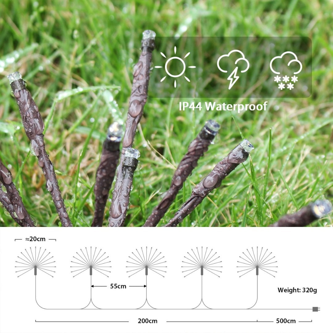 Led kluster verlichting kerst - 2 meter - warm wit - 100 leds