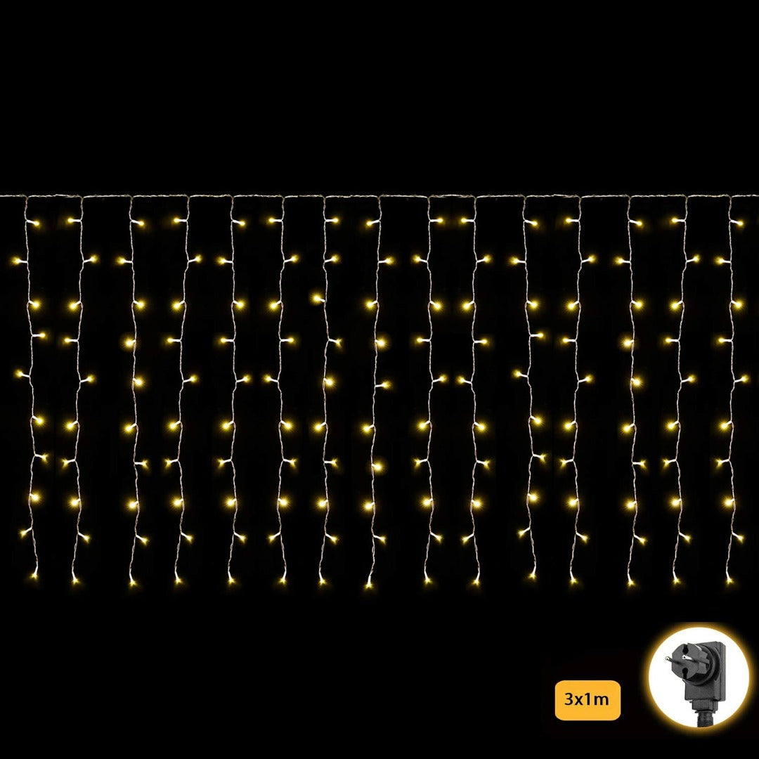 Led gordijn kerst - 3 x 1 meter - warm wit - 150 leds