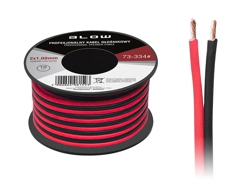 2 x 1.00 mm zwart/rood op rol 10 meter 2-aderige kabel voor ledstrips