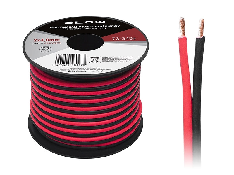 2 x 4.00 mm zwart/rood op rol 25 meter 2-aderige kabel voor ledstrips